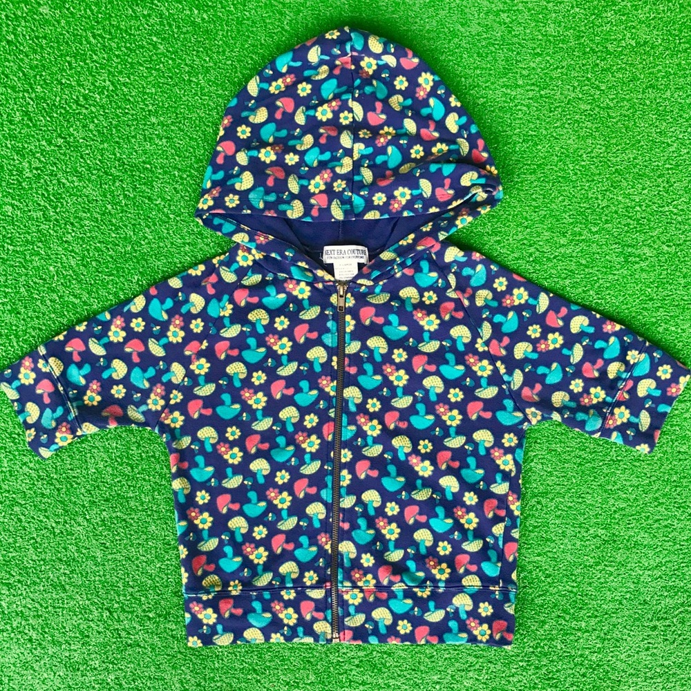 1970s style mushroom flower power hooded shirt S - Picture 4 of 5